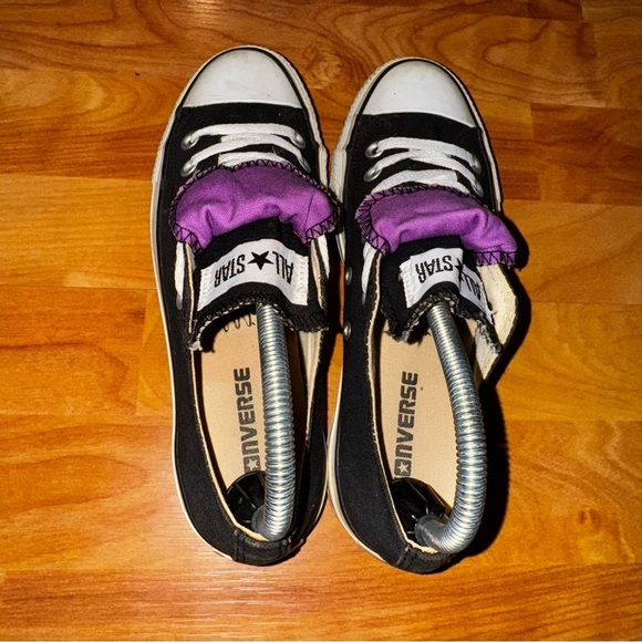 Converse All Star Double Tongue Low Top Sneakers 530236F Black Purple Women's 7 - Picture 6 of 10